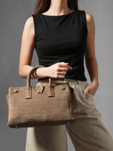 Sac Port� Main M Equestre Croco Cuir Etrier Marron equestre croco EEQC142M-vue-porte